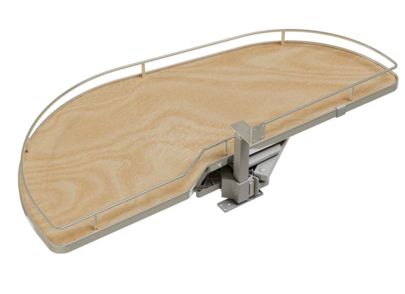 Single-Tier Girasolo Left-Hand Wood Classic Shelves Blind Corner Optimizer with Soft-Close for 18" Cabinet Opening, Light Brown