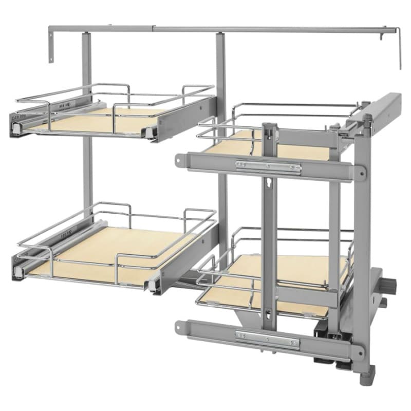 Right-Hand Blind Corner Cabinet Organizer for 17-3/4" Cabinet Opening, Chrome/Maple