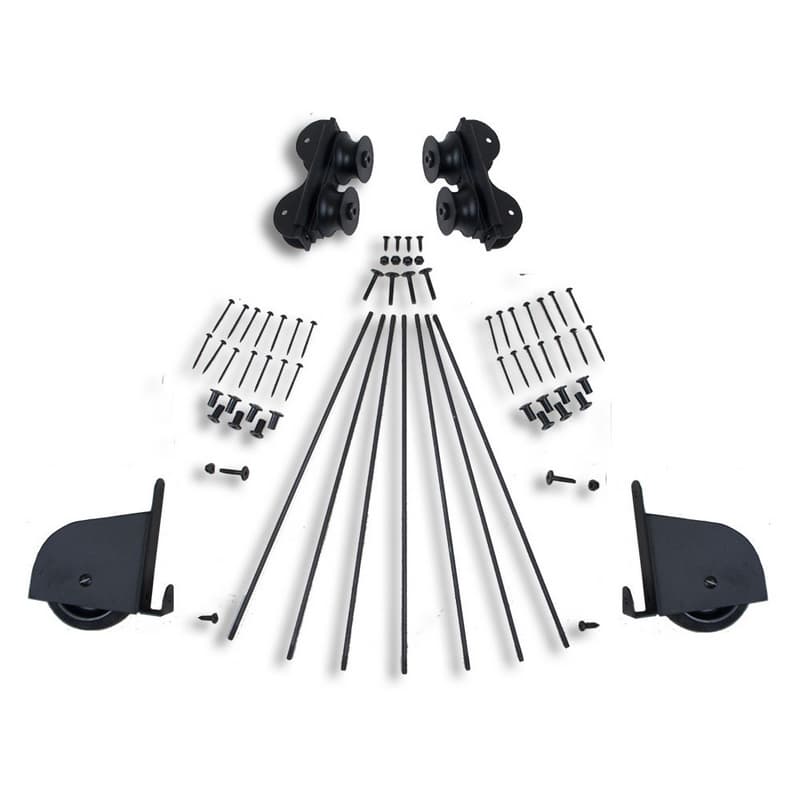 Contemporary Rolling Hardware Kit for 20" Wide Library Ladder, Black Finish
