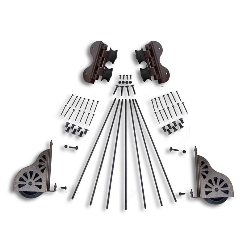Swivel Rolling Hardware Kit with Brake for 20" Wide Library Ladder, Hammered Antique Brass Finish