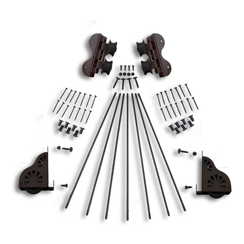 Swivel Rolling Hardware Kit with Brake for 20" Wide Library Ladder, Oil Rubbed Bronze Finish