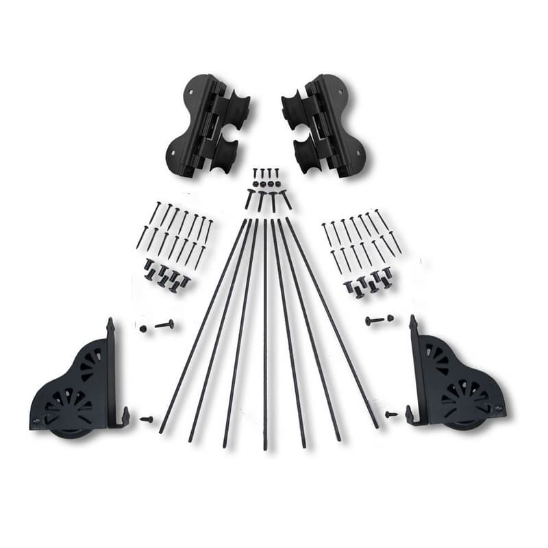 Swivel Rolling Hardware Kit with Brake for 20" Wide Library Ladder, Black Finish