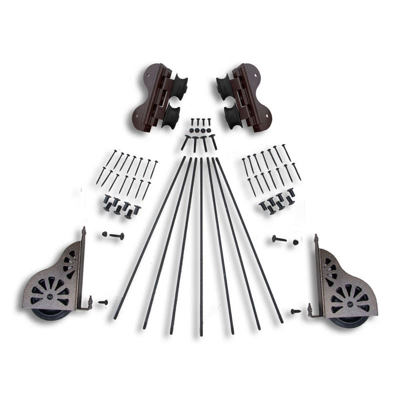 Swivel Rolling Hardware Kit for 20" Wide Library Ladder, Hammered Antique Brass Finish