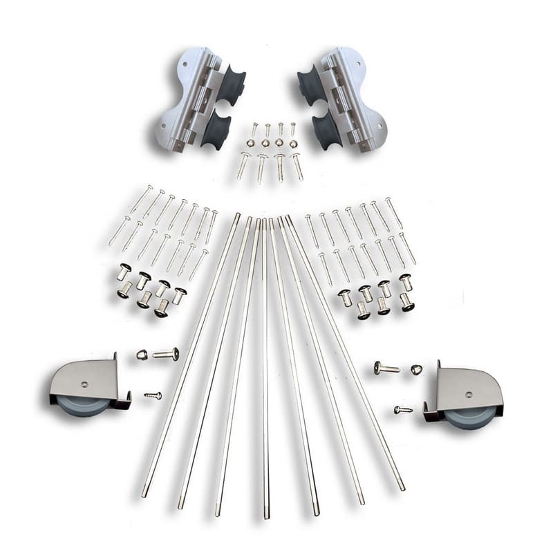 Contemporary Swivel Rolling Hardware Kit for 20" Wide Library Ladder, Satin Nickel Finish