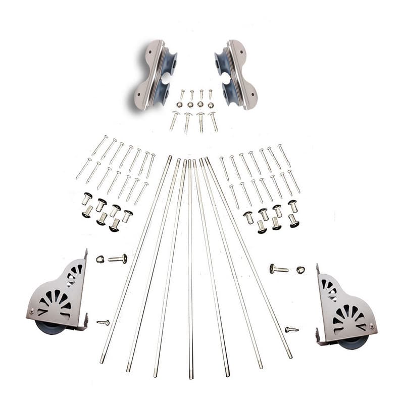 Rolling Hardware Kit with Break for 20" Wide Library Ladder, Satin Nickel Finish