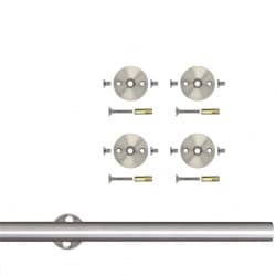 Barn Door Round Rail with 4 Mounting Brackets, Stainless Steel Finish