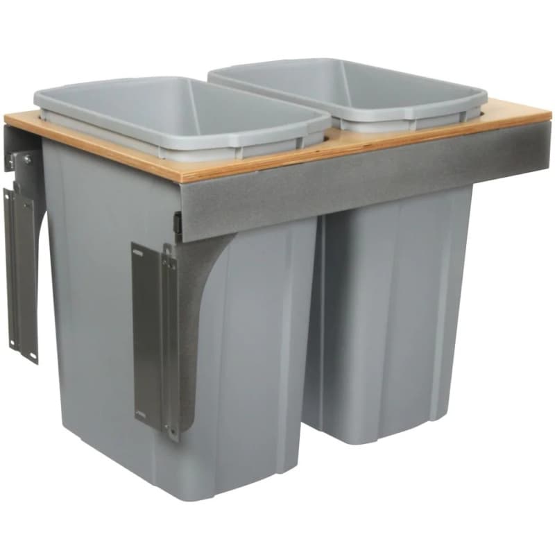 Double 35 QT Top-Mount Waste Container Pullout, Soft-Closing, Platinum