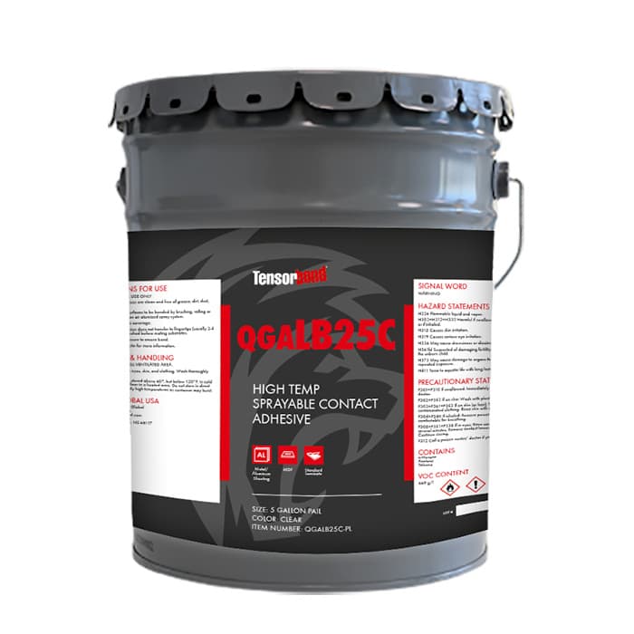 Tensorbond LB25 High Temperature Flammable Spray Contact Adhesive, Clear, 5 Gallon Pail
