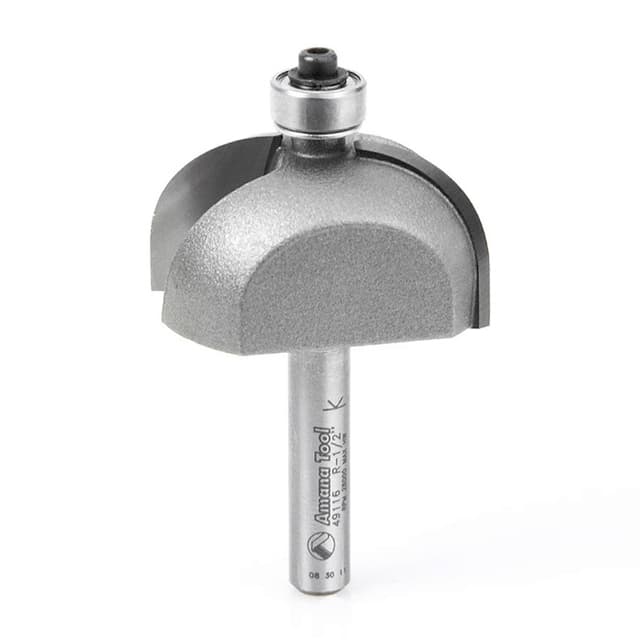 1-3/8" x 1/2" Radius Cove Bit with Ball Bearing, 2-Flute, 1/4" Shank