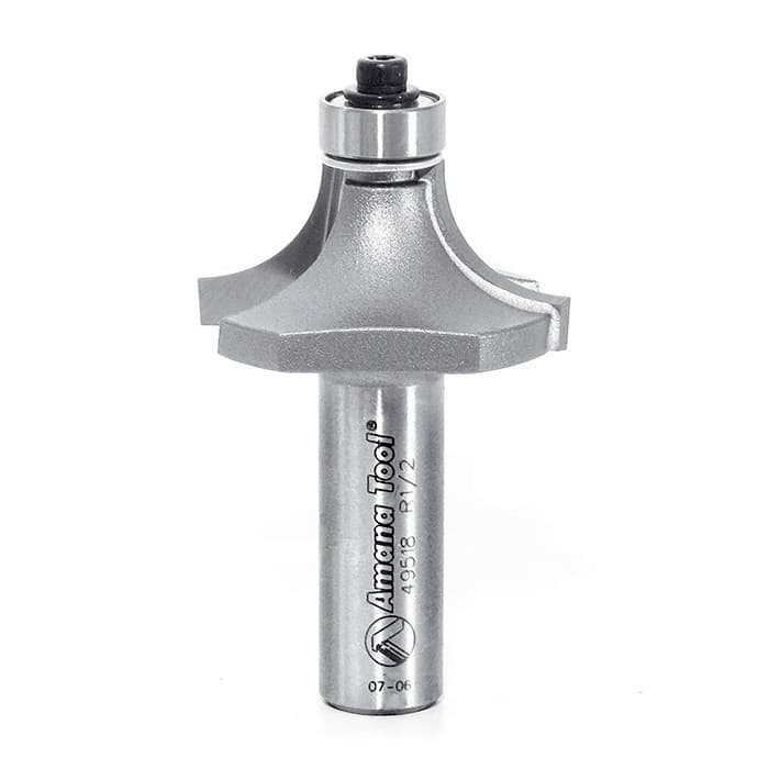 2-5/8" x 1/2" Radius Corner Rounding Bit with Ball Bearing Guide, 2-Flute, 1/2" Shank