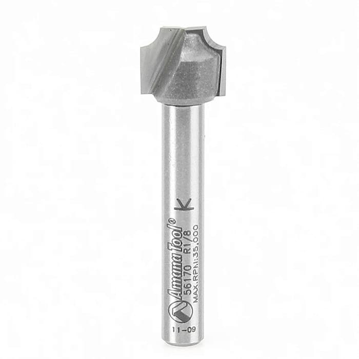 1/2" Dia x 3/8" Carbide Tipped Plunge Beading Bit, 1/8" Radius, 1/4" Shank