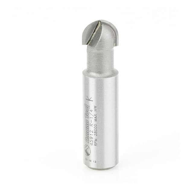 1/2" x 2-1/8" x 1/4" Radius Core Box Router Bit, 1/2" Shank