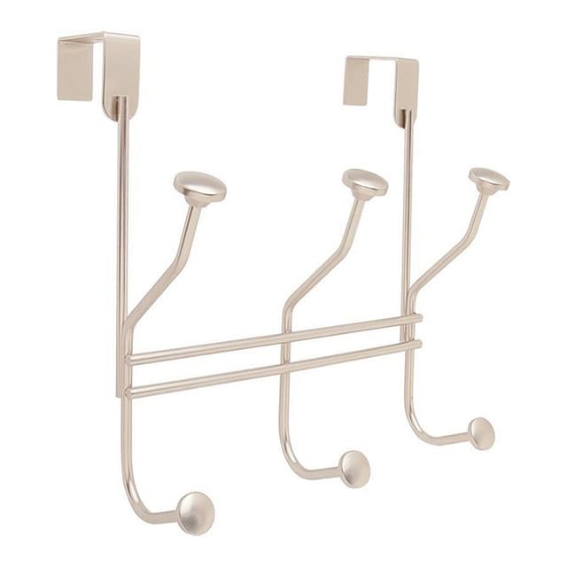 9-3/4" x 7-1/4" Triple Over the Door Hook, Silver Finish