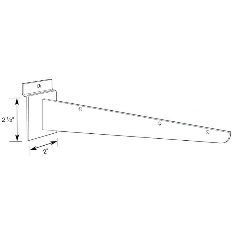 10" RVS93 Slatwall Shelf Bracket Adjustable Downslant, Satin Zinc/Chrome/Brass