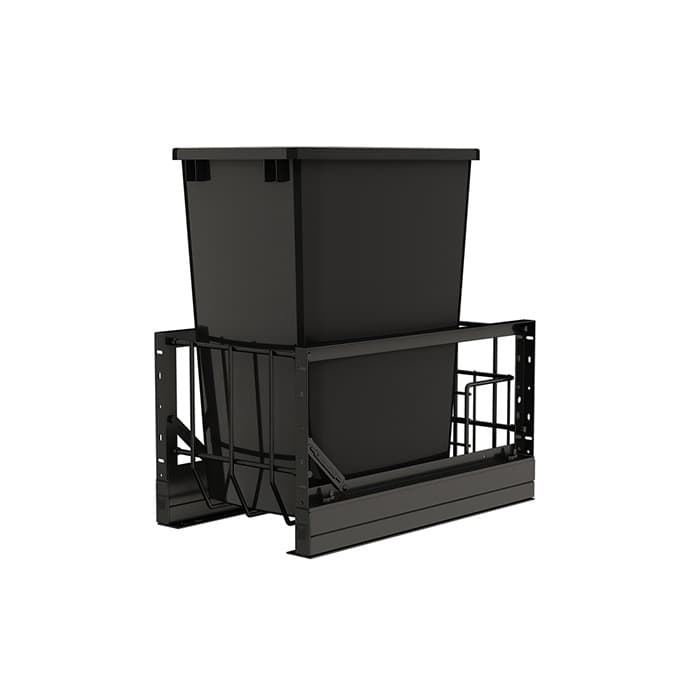 5349 Single 35 QT Aluminum Pullout Waste Container, Soft-Closing for 11" Cabinet Opening, Black