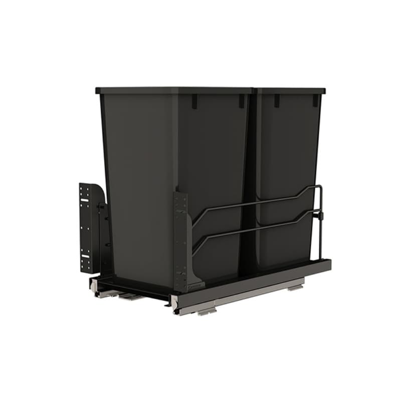 53WC Double 27 QT Steel Bottom Mount Pullout Waste Container, Soft-Close for 11-1/2" Cabinet Opening, Black