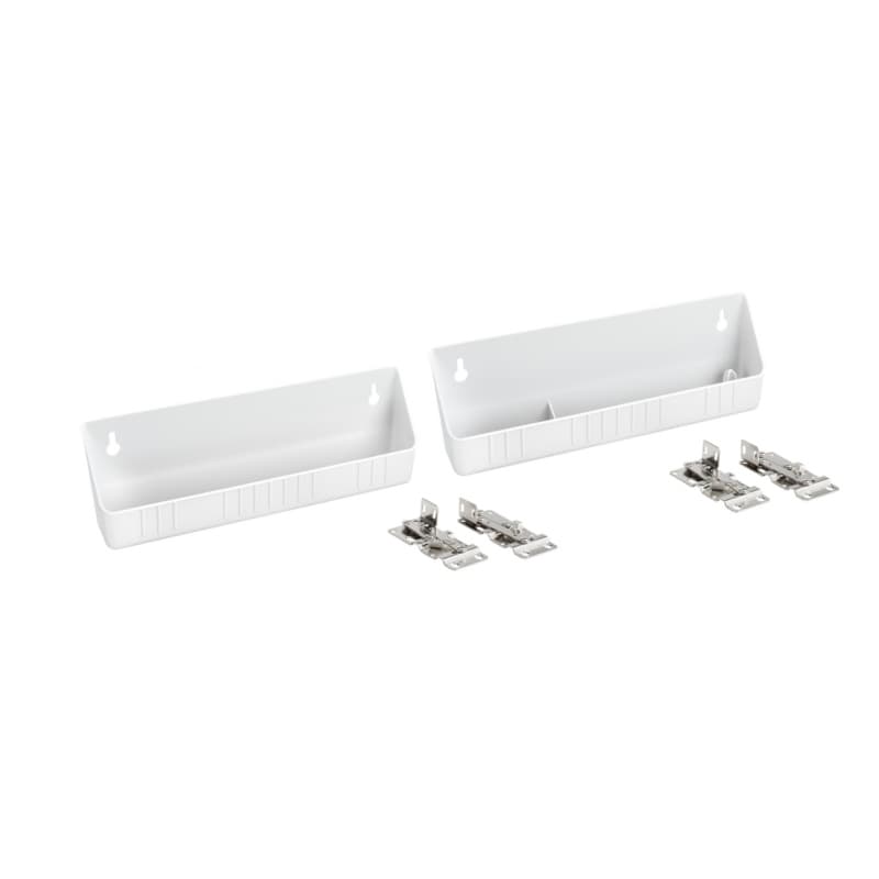 11" White Sink Front Tip-Out Tray Set with 2-Pair Hinges