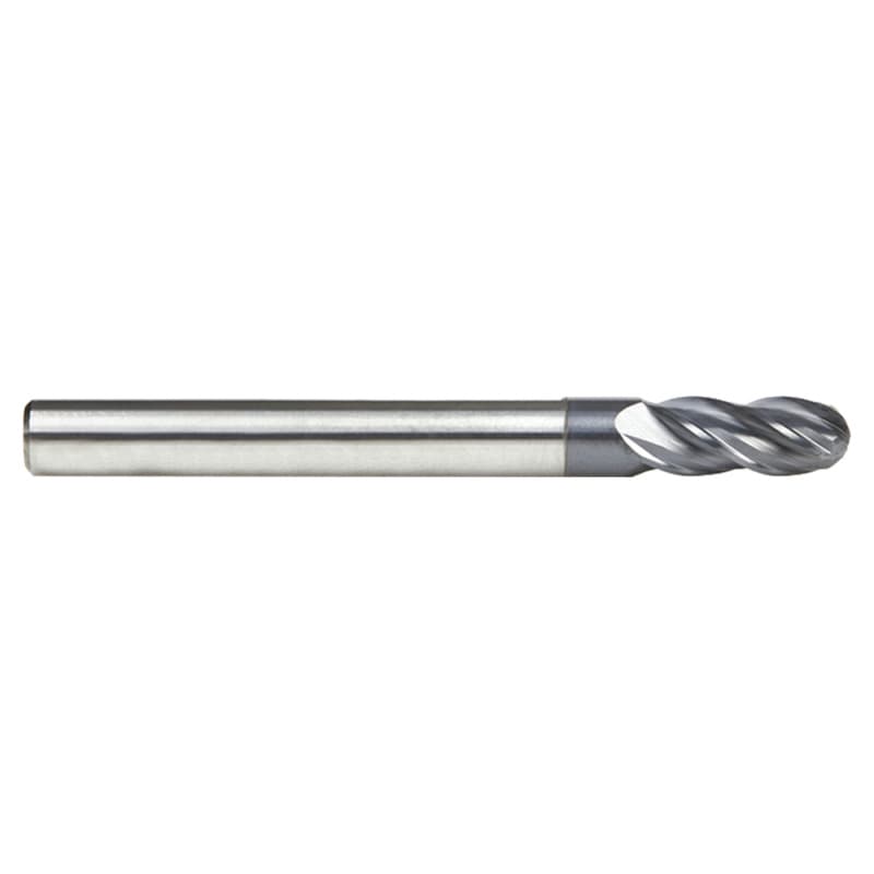 1/4" Dia x 5/8" High Performance Solid Carbide CNC Steel, Helix Spiral Ball Nose with AlTiN Coating 4-Flute, 1/4" Shank, 2-1/2" Long Up-Cut Router Bit, /End Mill