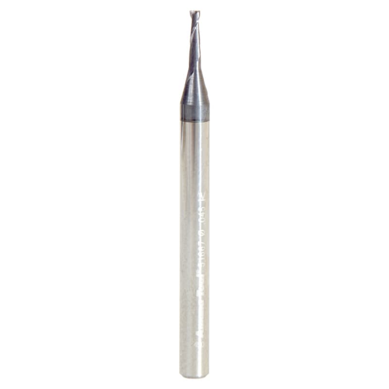 0.045" AlTiN Coated CNC Steel Square Mini End Mill Bit, 2-Flute