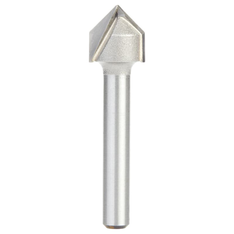 1/2" Dia x 1/4" Carbide Tipped V-Groove Bit, 2 Flute, 1/4" Shank