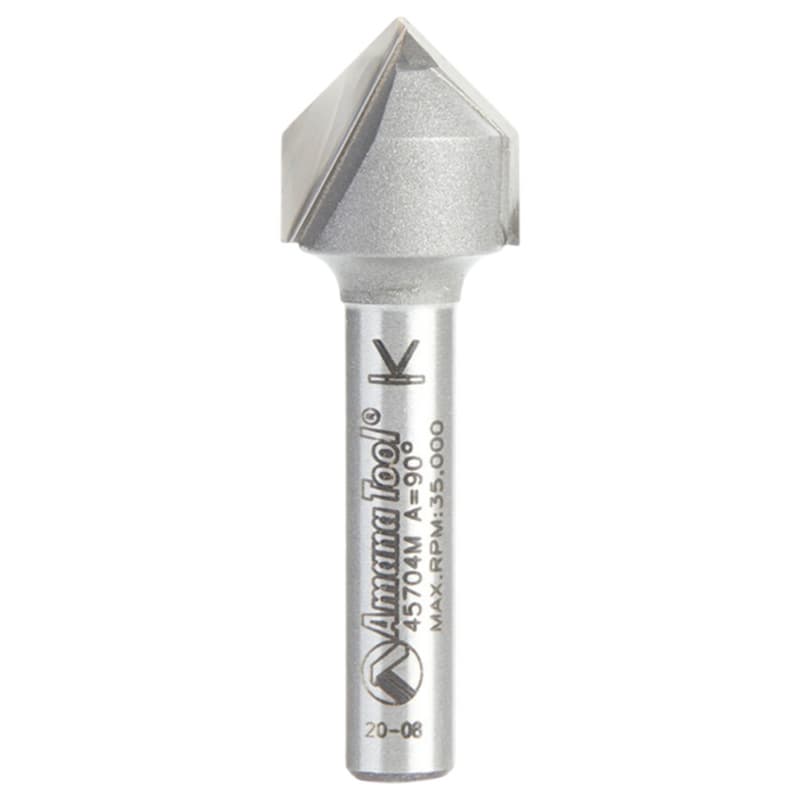 1/2" Dia x 15/64" Carbide Tipped V-Groove Bit, 2 Flute, 6mm Shank