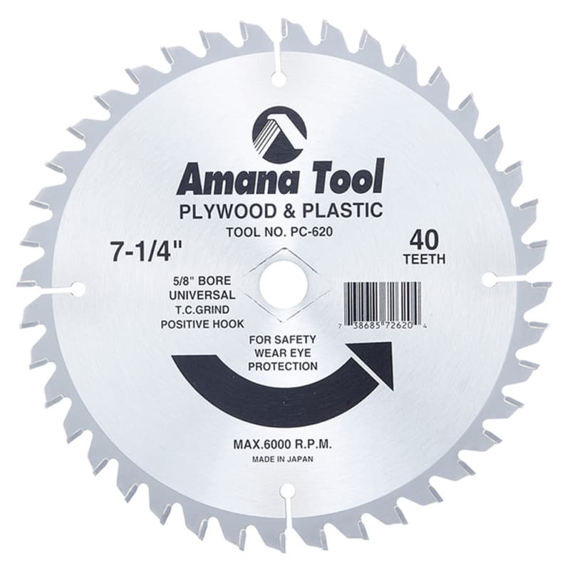7-1/4" x 40 Teeth Plywood/Plastic Cutting Saw Blade