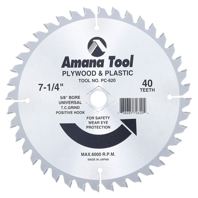 7-1/4" x 40 Teeth Plywood/Plastic Cutting Saw Blade