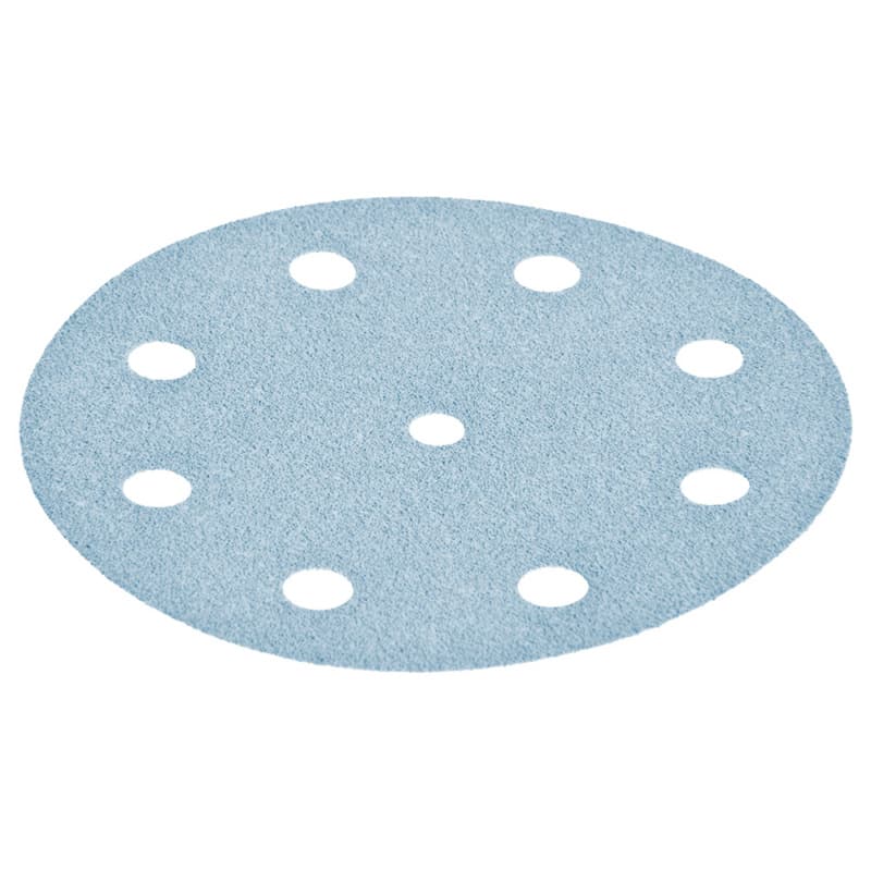 5" Hook/Loop 220 Grit 9 Holes Abrasive Granat D125 Sanding Disc, Aluminum Oxide/Ceramic (50/Pack)