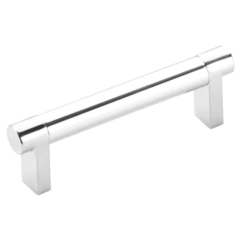 3-1/2" Select Rectangular Stem Smooth Cabinet Pull, Polished Chrome/Polished Chrome