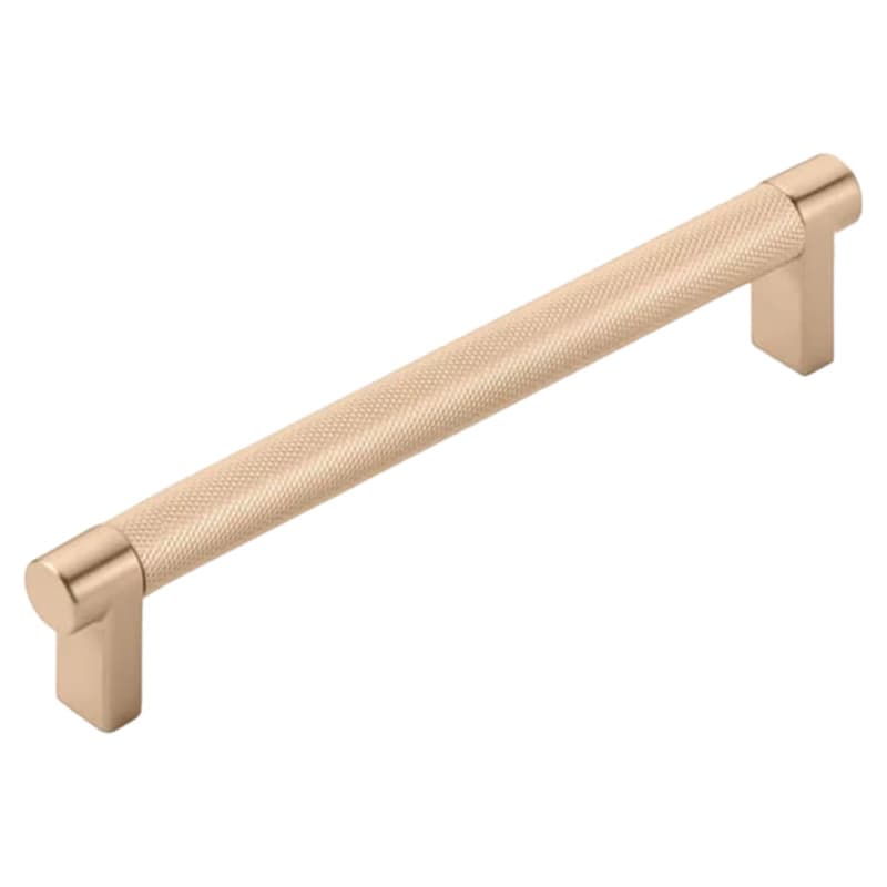 6" Select Rectangular Stem Knurled Cabinet Pull, Satin Copper/Satin Copper