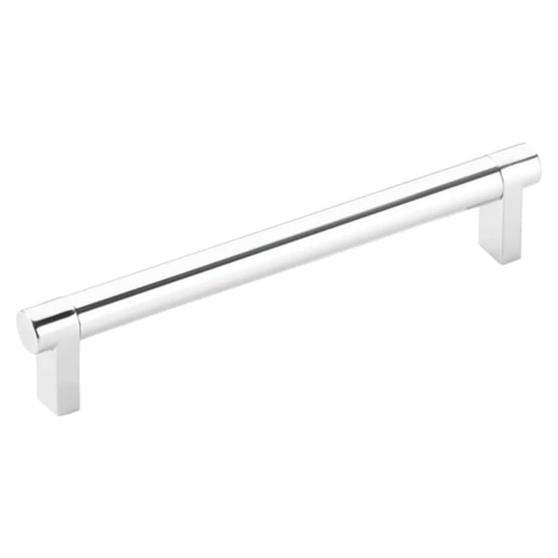 6" Select Rectangular Stem Smooth Cabinet Pull, Satin Copper/Polished Chrome