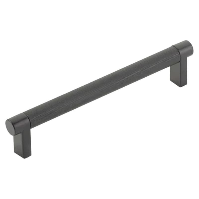 6" Select Rectangular Stem Knurled Cabinet Pull, Flat Black/Satin Copper