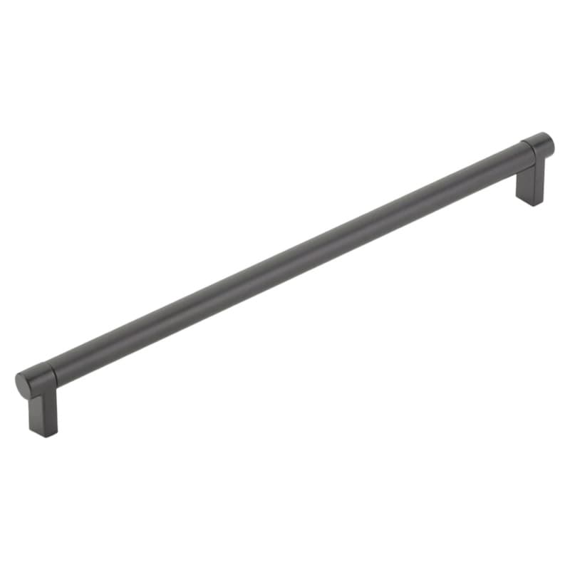 12" Select Rectangular Stem Smooth Cabinet Pull, Polished Nickel/Flat Black