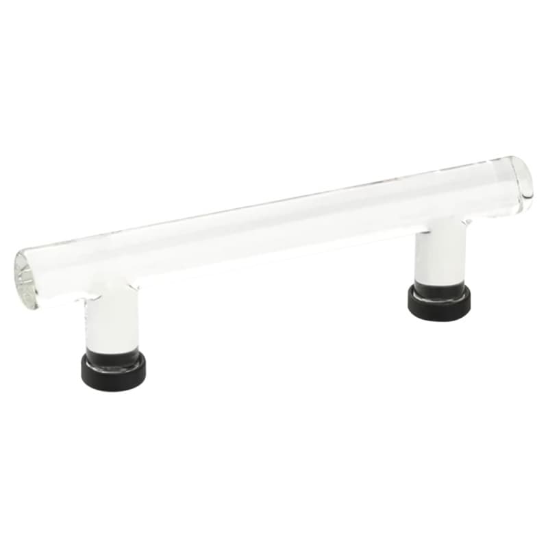 4" Modern Glass Bar Cabinet Pull, Flat Black