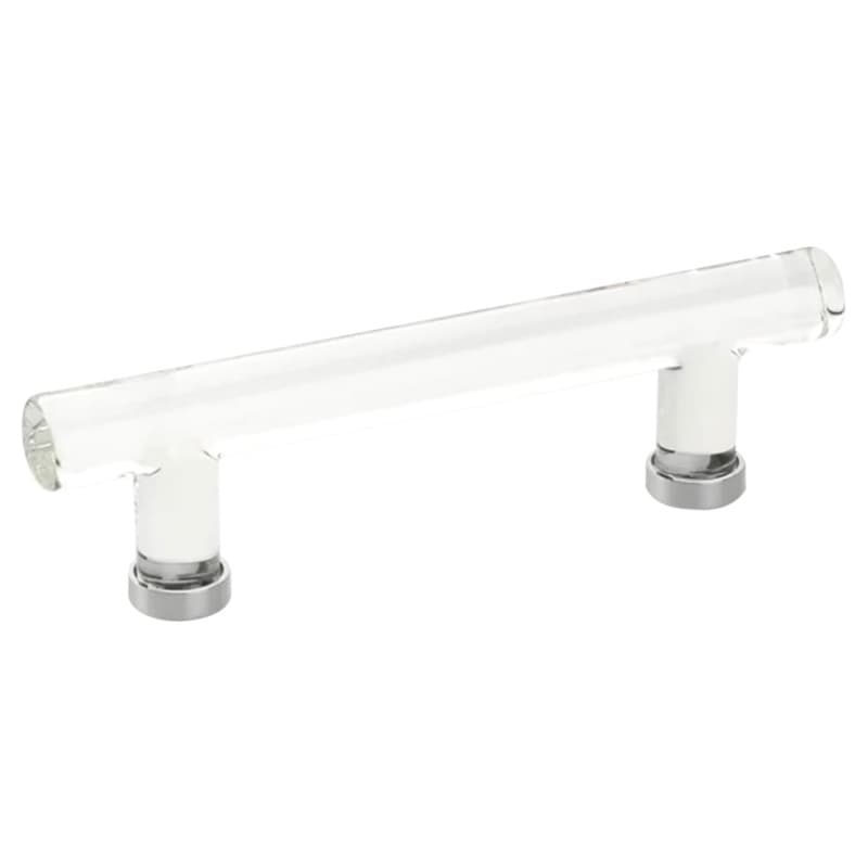 4" Modern Glass Bar Cabinet Pull, Polished Chrome