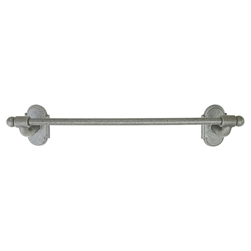 18" Wrought #1 Rosette Towel Bar, Flat Black Steel