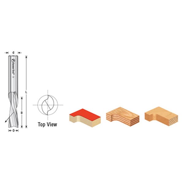 46415-5 1/4" x 2-1/2" Down-Cut Spiral Plunge Bit, 2-Flute, 1/4" Shank (5/Pack)
