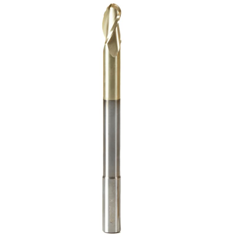 1/2" Dia x 1/4" Radius Extra Long CNC 2D/3D Carving Ball Nose 0.10° Straight Angle Solid Carbide Router Bit, 3-Flute, 1/2" Shank