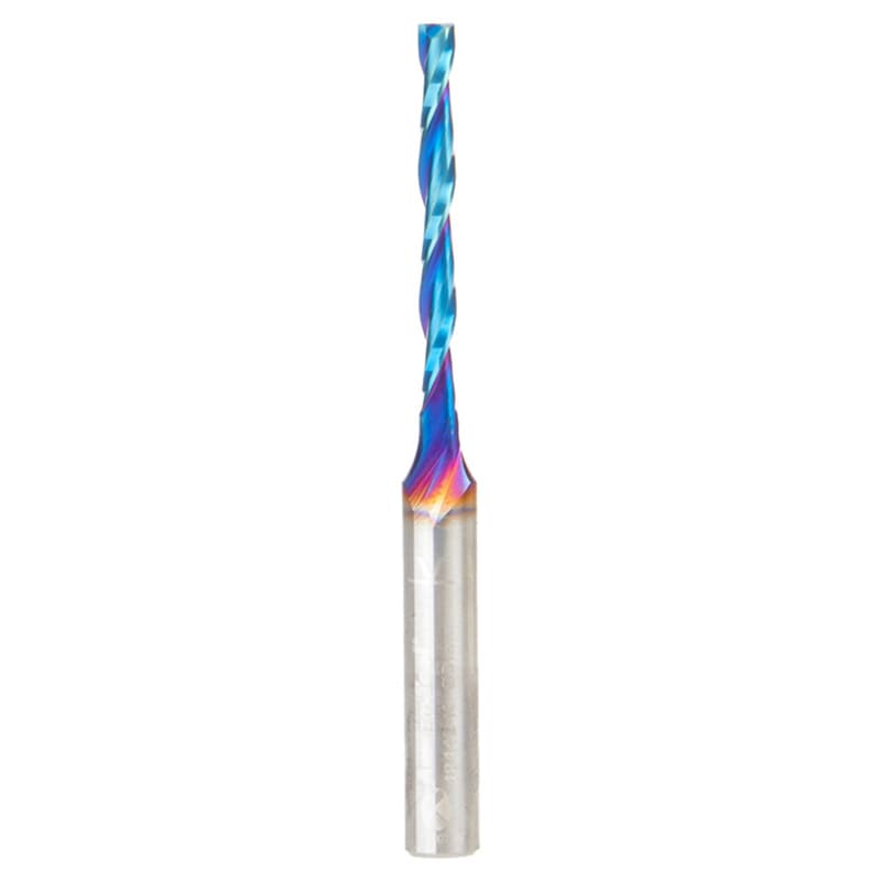 3mm x 64mm Solid Carbide CNC Spektra Extreme Tool Life Coated Foam Cutting Up-Cut Square End Spiral Router Bit, 2-Flute, 6mm Shank