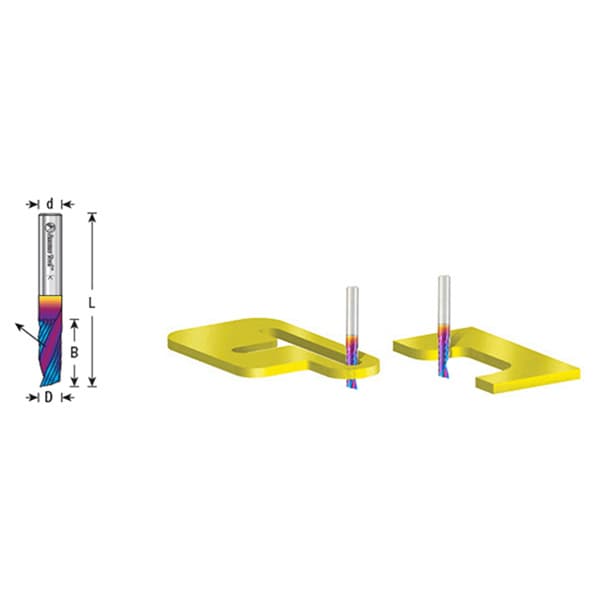 1/2" Dia x 1-5/8" Solid Carbide CNC Spektra Extreme Tool Life Coated Spiral 'O' Single Flute, Plastic Cutting, 1/2" Shank, Up-Cut Router Bit