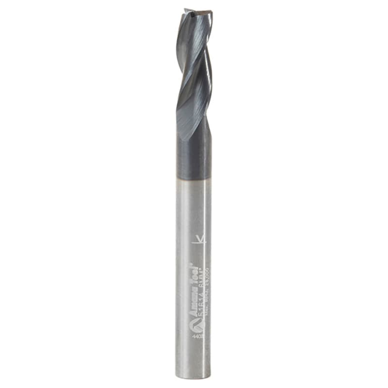 6mm Dia x 16mm CNC Metric Solid Carbide Spiral for Steel/Stainless Steel with AlTiN Coating 3-Flute, 6mm Shank, 60mm Long Up-Cut Router Bit, /45º Corner Chamfer End Mill