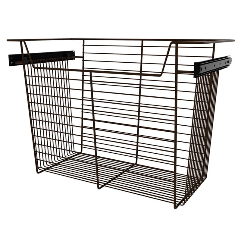 17" x 14" x 24" Wide Sidelines Pull-Out Wire Closet Basket, Bronze Finish