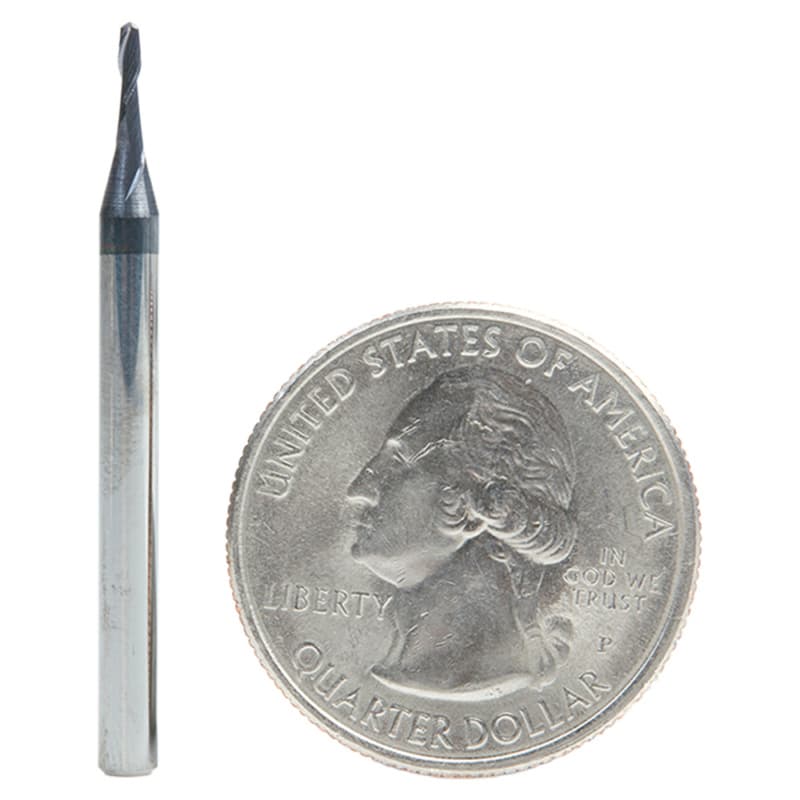 0.050" AlTiN Coated CNC Steel Ball End Mini Mill Bit, 2-Flute