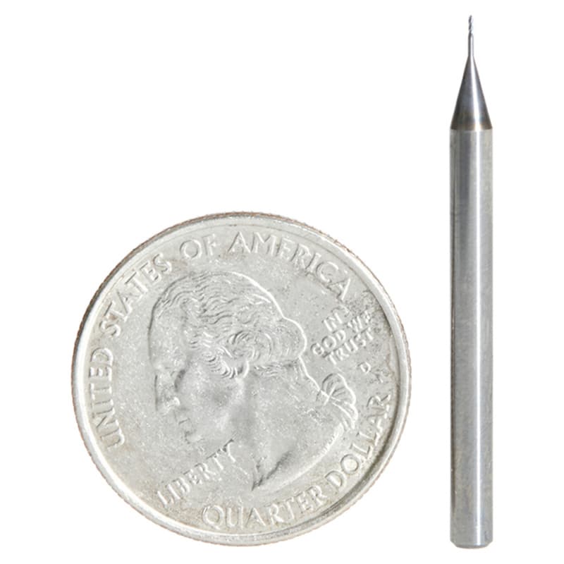 0.015" AlTiN Coated CNC Steel Ball End Mini Mill Bit, 4-Flute