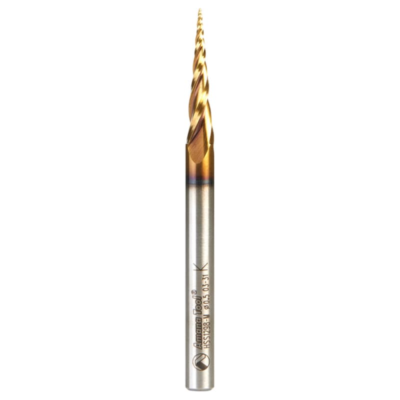 1/64" x 1-1/32" CNC 2D/3D Carving 5.8° Tapered Angle Ball Tip Up-Cut Spiral Router Bit, 3 Flute, 6mm Shank