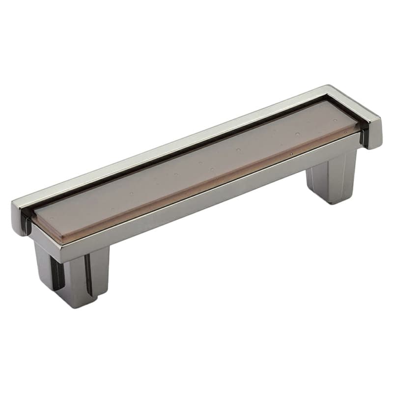 4" Tallmadge Cabinet Pull, Black Nickel/Light Bronze Glass
