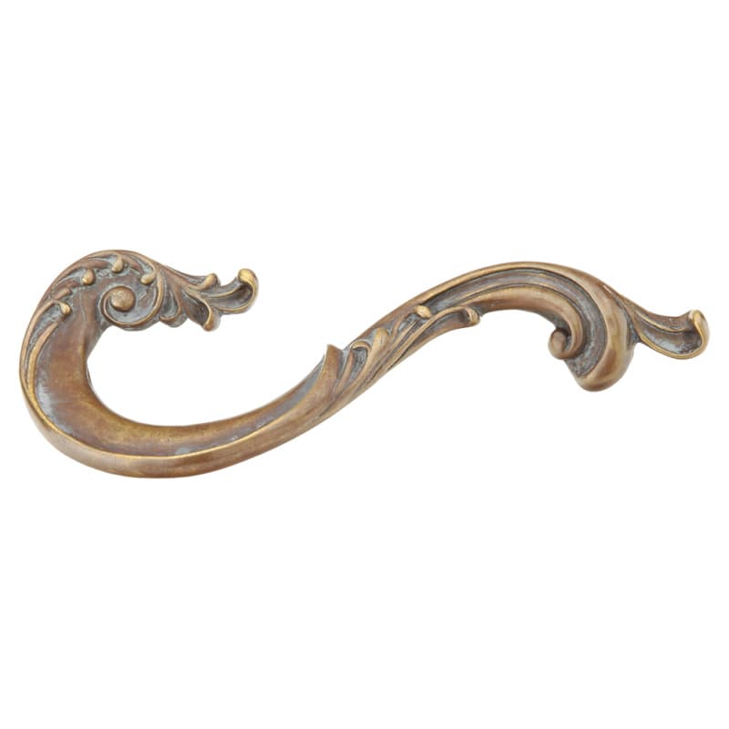 3-1/2" French Court Left Side Handle Cabinet Pull, Monticello Brass