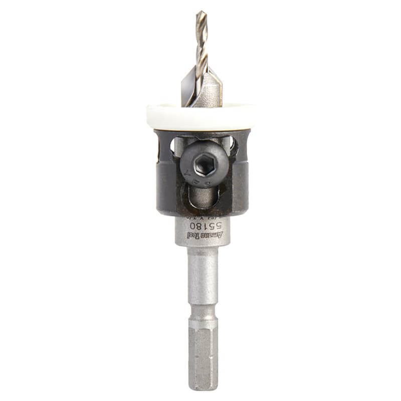 3/8" Dia x 7/64" Drill Dia 82° Carbide Tipped Countersink with Adjustable Low Friction Depth Stop for Festool CENTROTEC System