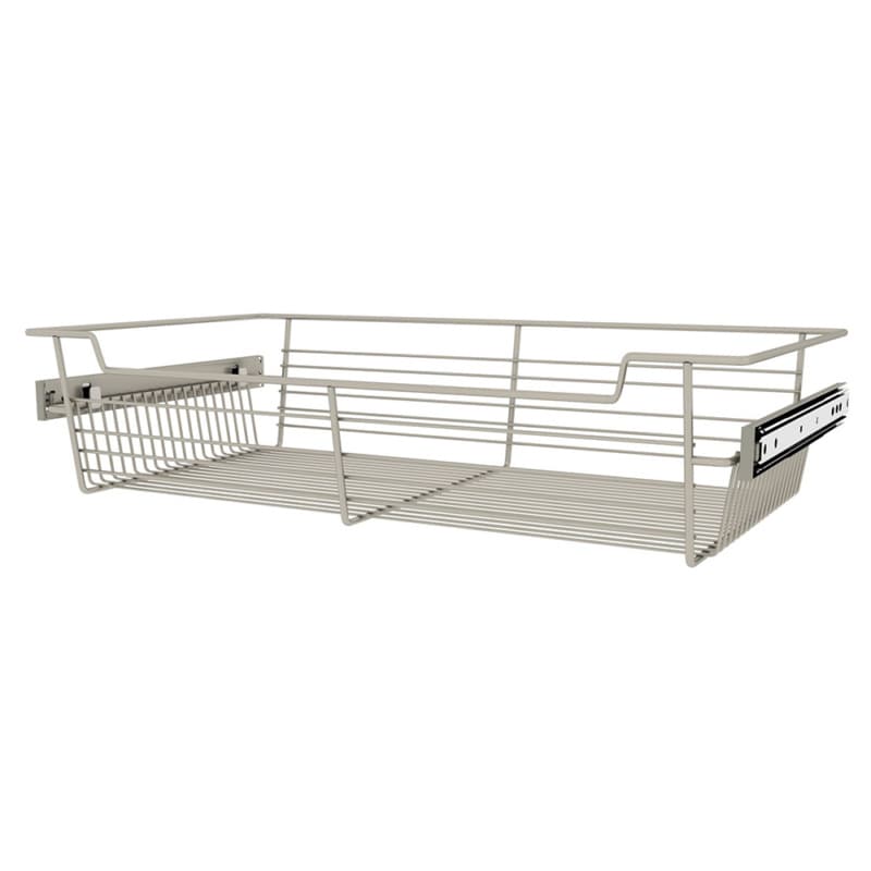 5" x 14" x 24" Wide Sidelines Pull-Out Wire Closet Basket, Satin Nickel Finish