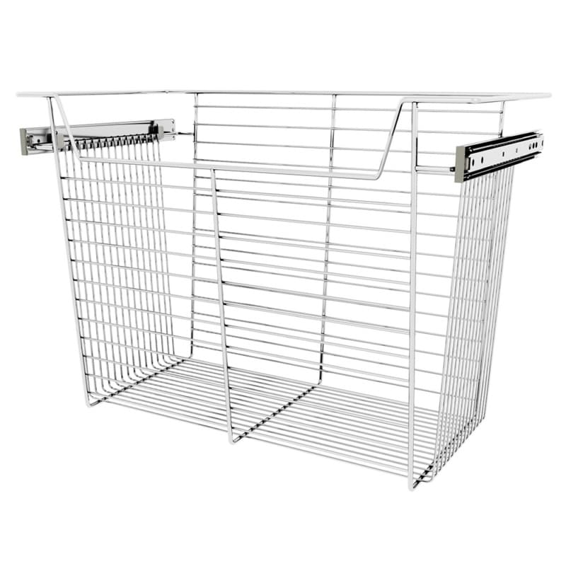 17" x 14" x 24" Wide Sidelines Pull-Out Wire Closet Basket, Chrome Finish